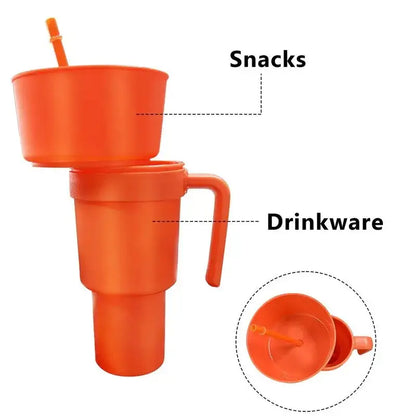 2 In 1 Snack Bowl Drink Cup with Straw