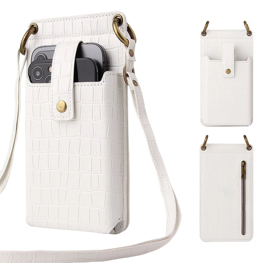 Crossbody Cell Phone Bag for Women, Shoulder Purse with Credit Card Slots and Mirror