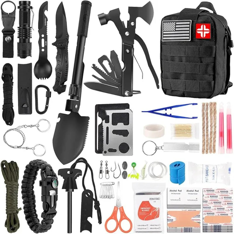 142Pcs Professional Survival Gear and Equipment with Molle Pouch