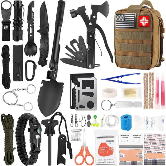 142Pcs Professional Survival Gear and Equipment with Molle Pouch