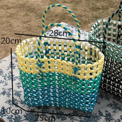  New Hand-Woven Messenger Bag for Summer / Hand-Held Single Shoulder Bag / Hollow Vegetable Basket / Beach Bag