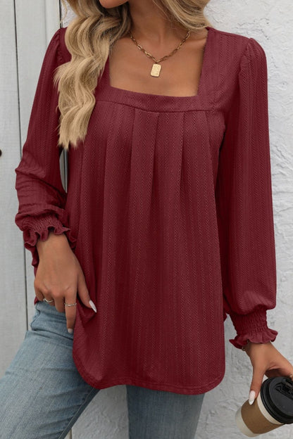 Square Neck Long Sleeve Top