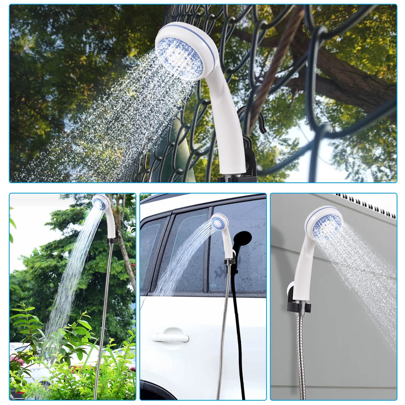 Portable Camping Shower w/ USB Rechargeable Electric Shower Pump for Camping, Car Washing, Gardening and Pet Cleaning