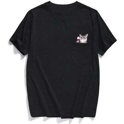 Funny "Middle Finger" In the pocket Cat T-shirt