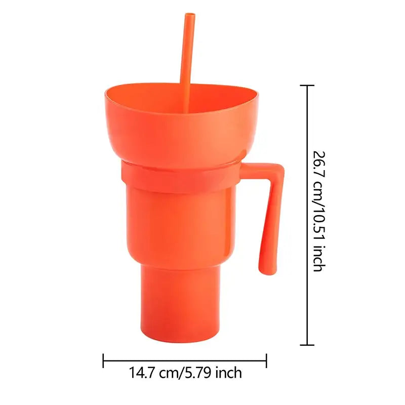 2 In 1 Snack Bowl Drink Cup with Straw