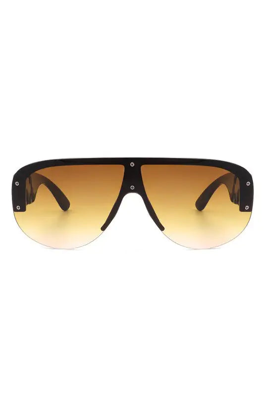 Half Frame Retro Oversized Aviator Sunglasses