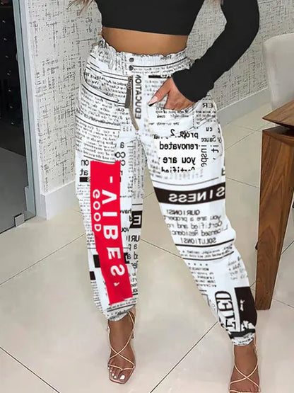 Newspaper Print High Waist Leggings