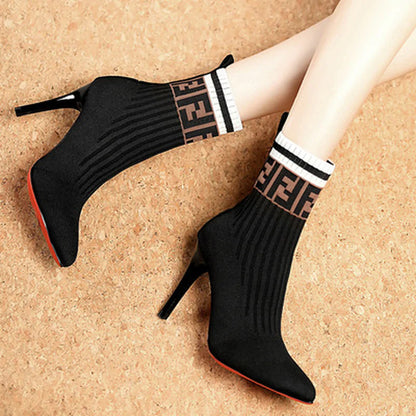 Stretch knit stiletto heels