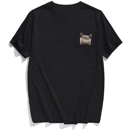 Funny "Middle Finger" In the pocket Cat T-shirt