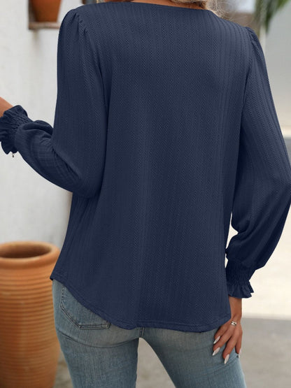 Square Neck Long Sleeve Top