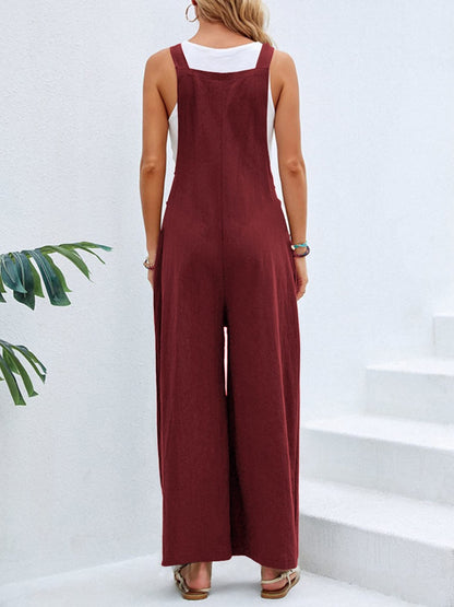 Full Size Square Neck Wide Strap Overalls