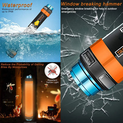 ZK30 Portable LED Camping Flashlight, Tent Lamp, USB Rechargeable Waterproof Lantern