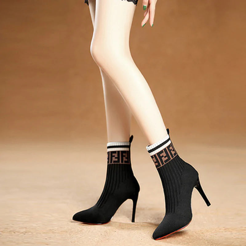 Stretch knit stiletto heels