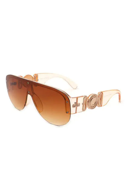 Half Frame Retro Oversized Aviator Sunglasses