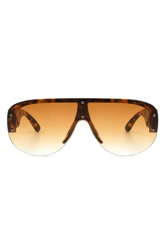 Half Frame Retro Oversized Aviator Sunglasses