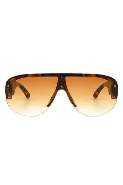 Half Frame Retro Oversized Aviator Sunglasses