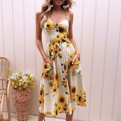 Floral Print Summer Boho Dress