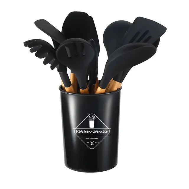 5/12pc Kitchen Utensil Set w/ Wooden Handle