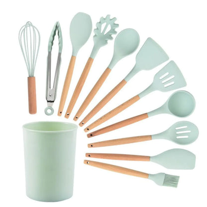 5/12pc Kitchen Utensil Set w/ Wooden Handle